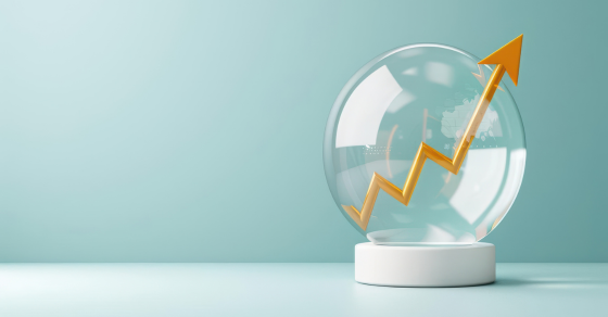 a snow globe with an arrow going up inside in front of a light blue background When Is the Right Time to Get a Business Valuation